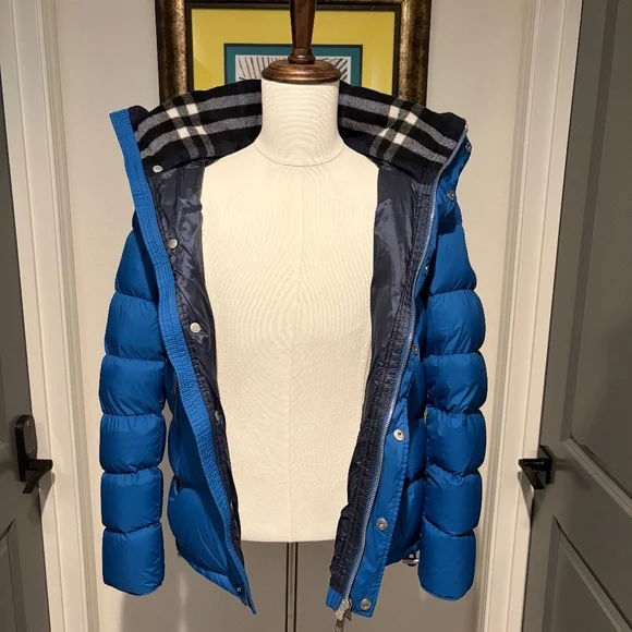Burberry Puffer Jacket with zipper removable sleeves - Blue Size 40 - Picture 6 of 9